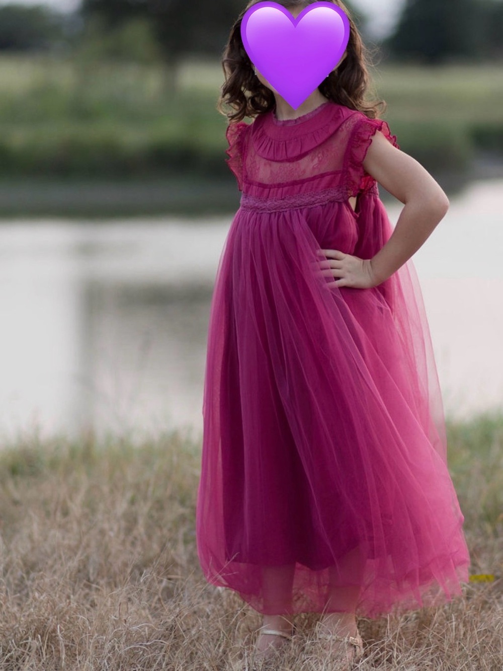 Boutique Fuchsia Tulle Dress | Girls Size 8 | Lace & Ruffle Special Occasion